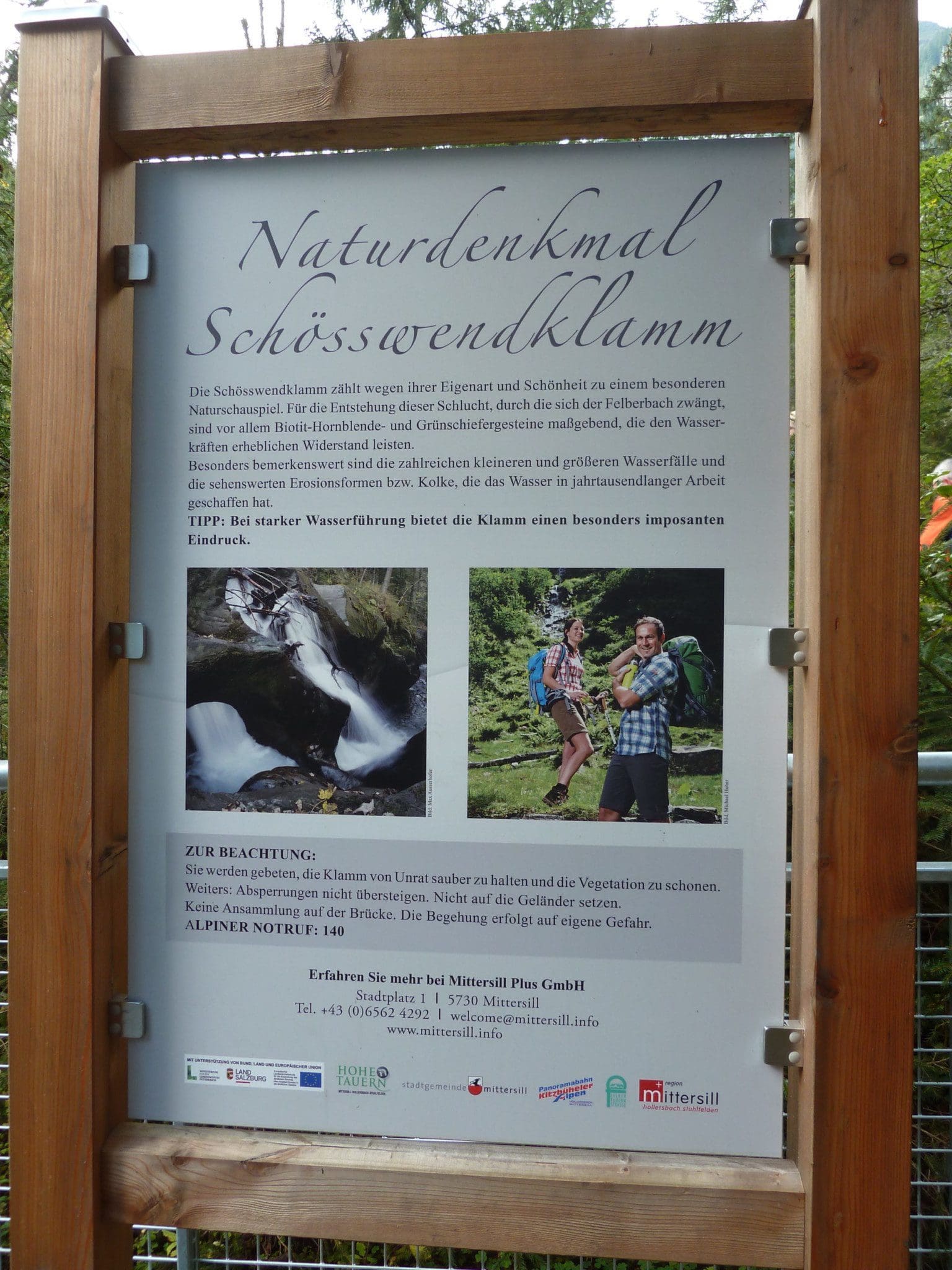 Naturdenkmal Schösswendklamm - Schautafel